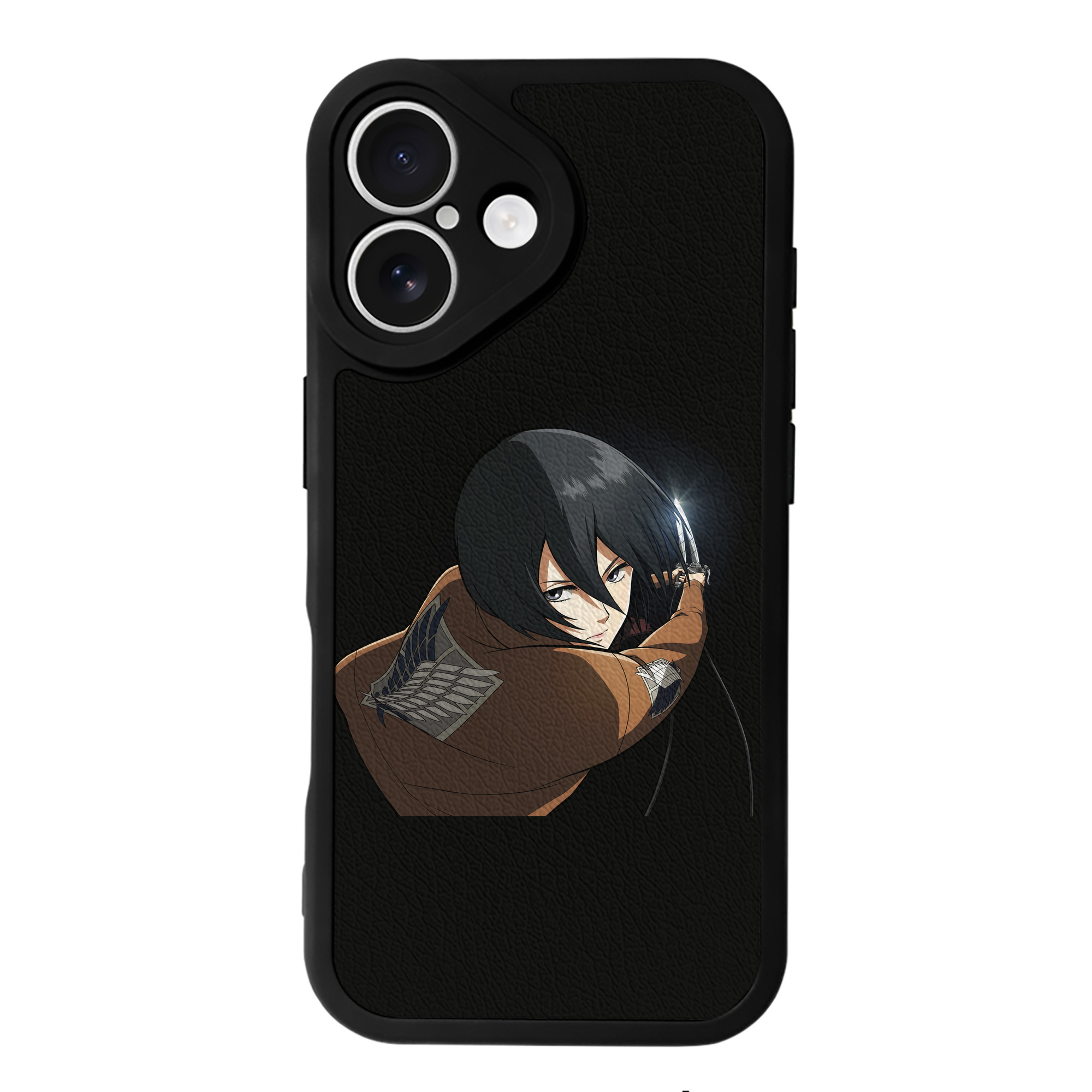 （画像用） 進撃の巨人 ミカサ·アッカーマン Attack on Titan Mikasa Ackerman 【iPhone 16シリーズ対応】シリコンスマホケース（レザー調） 材質：シリコン